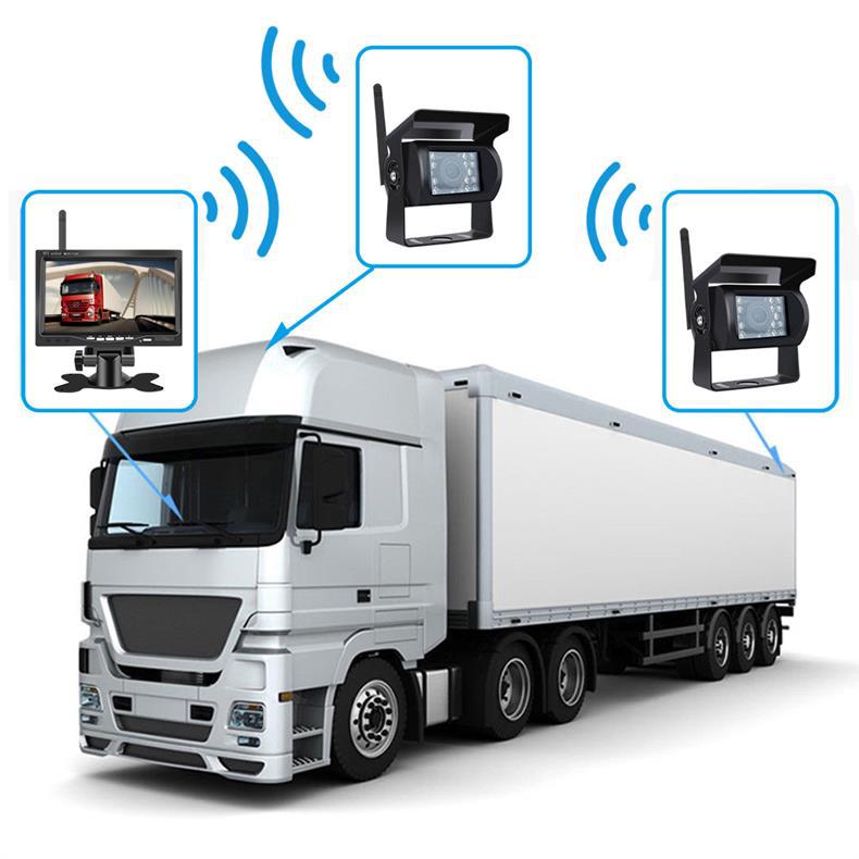 7-inch wireless front and rear dual recording reversing image car wiring-free HD night vision camera car display