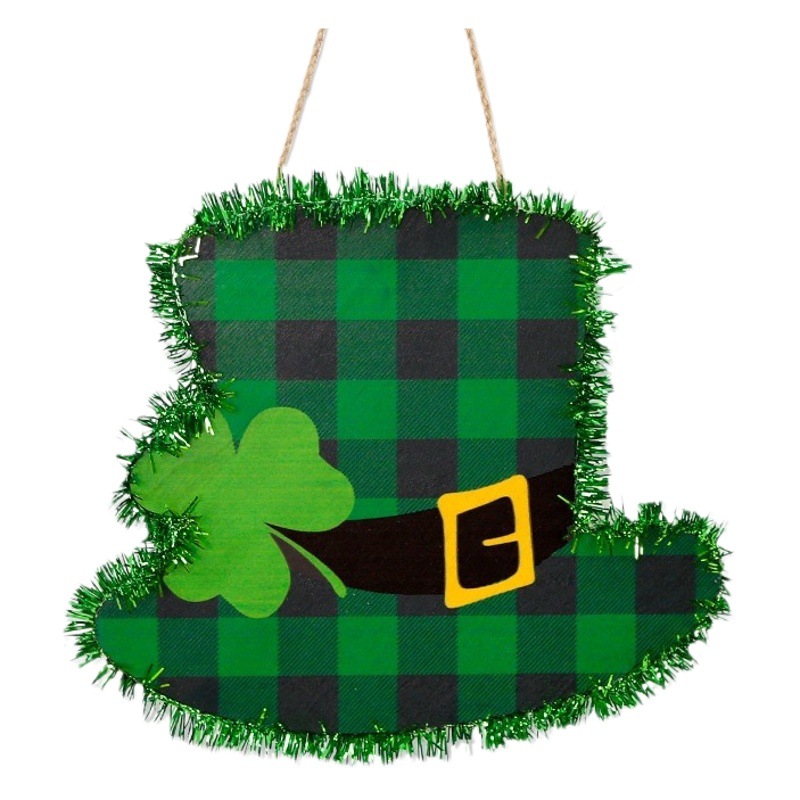 Nuevo día de San Patricio puerta colgante de trébol día de Irlanda decoración gorra colgante de madera lista