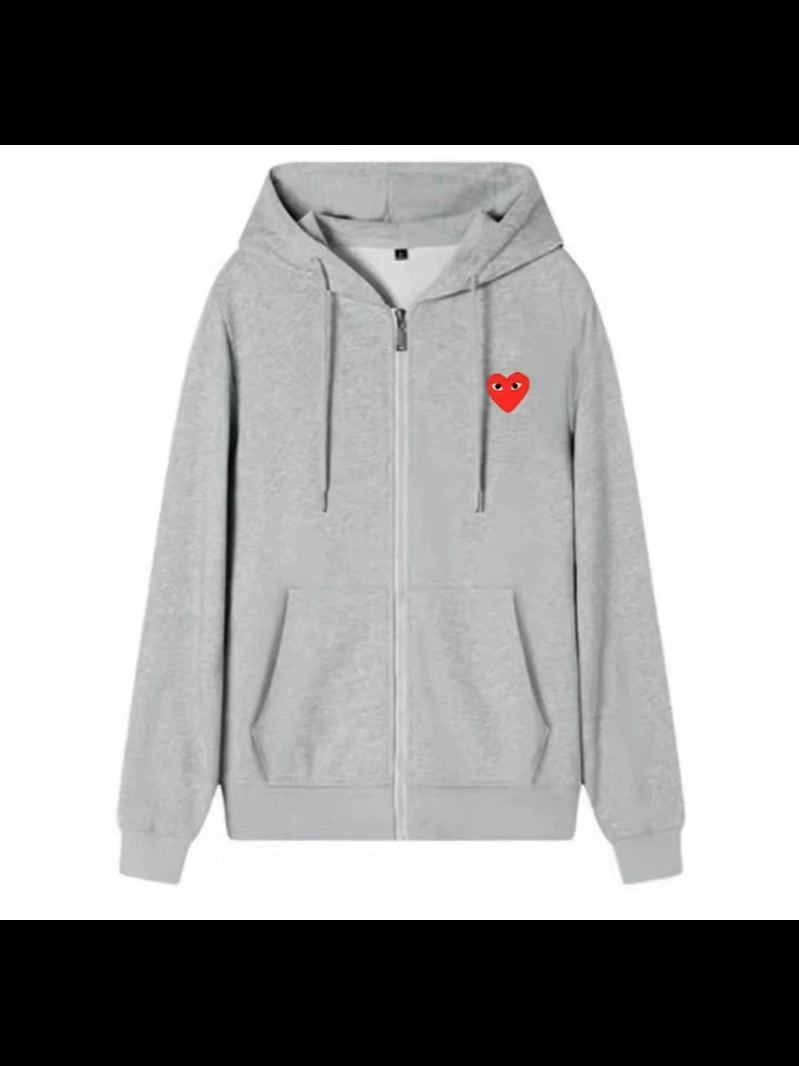 Толстовка с капюшоном Oversize на молнии, нашивка сердце/лицо, демисезонный унисекс (S–XXXL)
