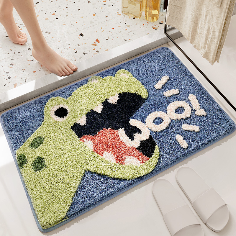 New cartoon home bathroom water-absorbent mat, household bathroom door anti-slip foot mat, toilet plush door mat