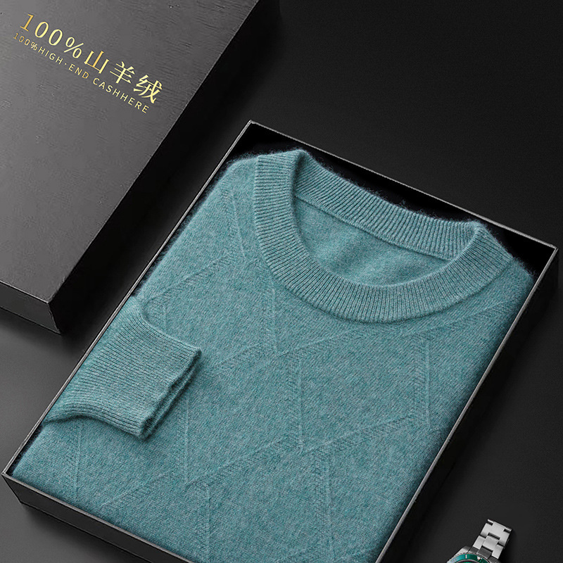 2023 autumn and winter New% woolen sweater men's round neck loose square inner thickened sweater bottoming shirt 2023 autumn and winter New% woolen sweater men's round neck loose square inner thickened sweater bottoming shirt