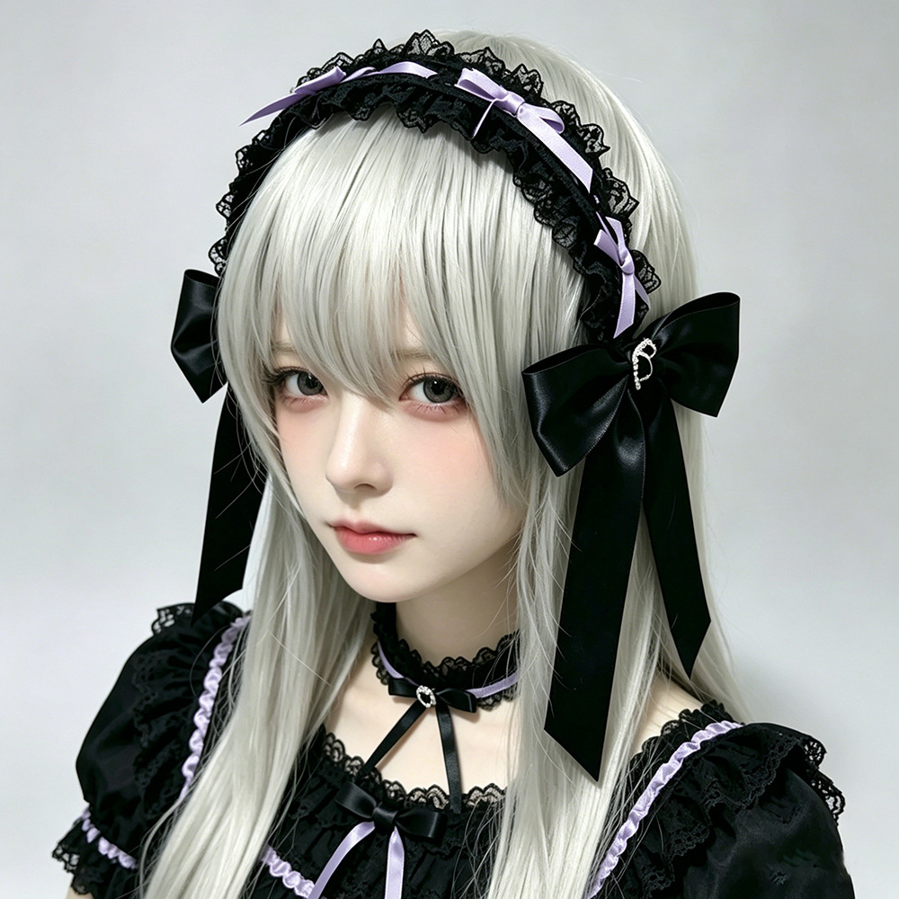 Dos dimensiones Lolita correa de cabello chica gato oreja clip de cabello cómic cosplay Lolita criada correa de cabello