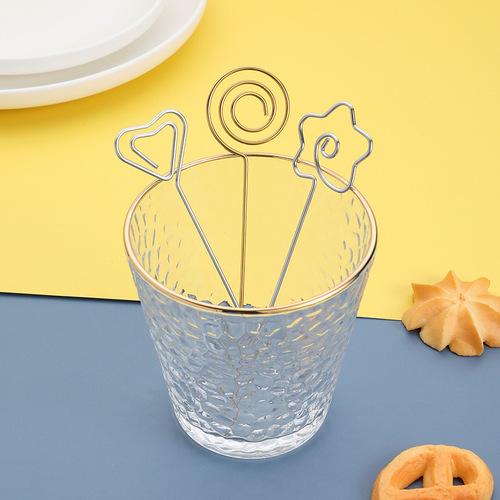 Creative 304 stainless steel fruit pick Japanese cocktail decoration signature holder household simple fruit fork