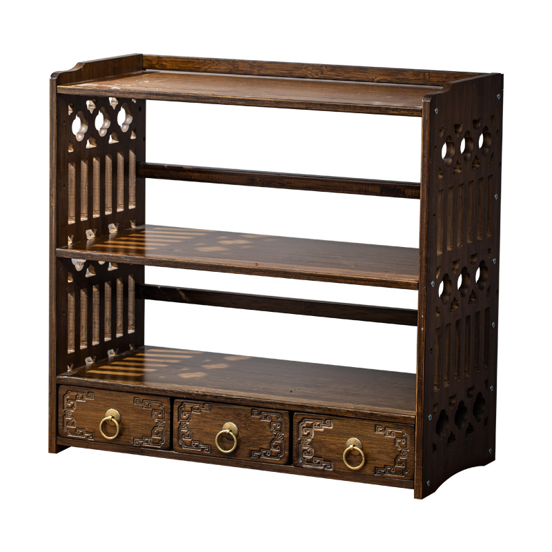 Estante de almacenamiento de escritorio pequeño Duobao Pavilion juego de té pantalla celosía decoración mesa de oficina estante de almacenamiento de té