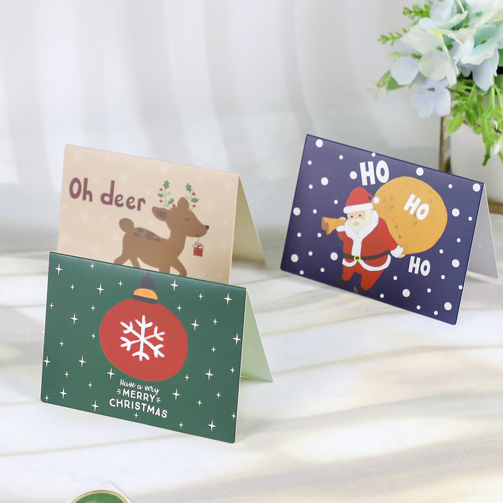 Tarjetas de Navidad escritas a mano Tarjetas de felicitación con sobres Regalos creativos Tarjetas de negocios de dibujos animados retro