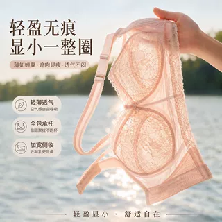 蕾丝内衣女大显小超薄全罩杯调整型文胸无钢圈上托收副乳大码胸罩