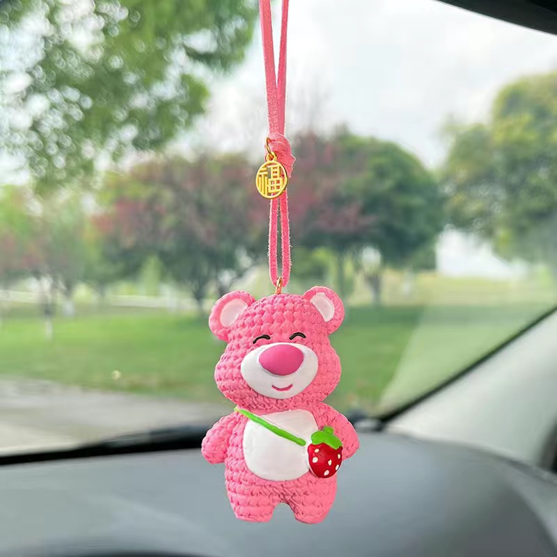 Creative cartoon car pendant cute bear Car Rearview mirror pendant safe car pendant decoration supplies for women