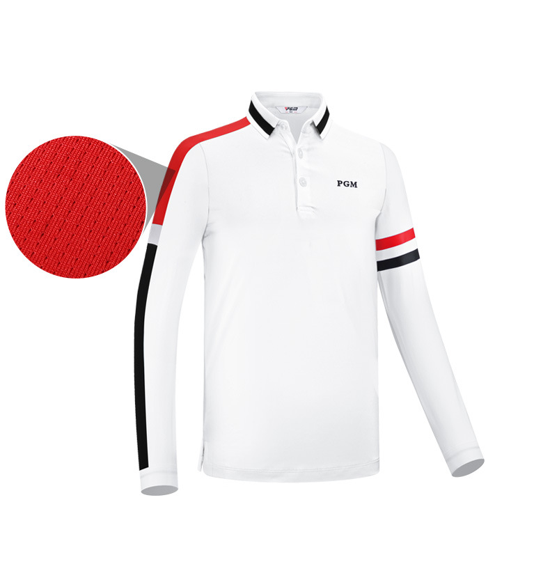 Áo thun dài tay golf bé trai PGM mùa thu đông — YF434-Áo màu trắng, YF459-màu xanh lá cây, YF459-màu trắng, YF434-Áo màu xanh nước biển chi tiết 10