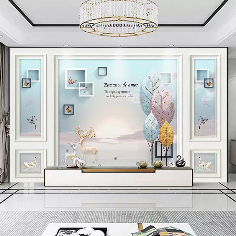3d北欧电视背景墙布5d网红客厅卧室装饰墙画8d立体现代影视墙壁纸|undefined