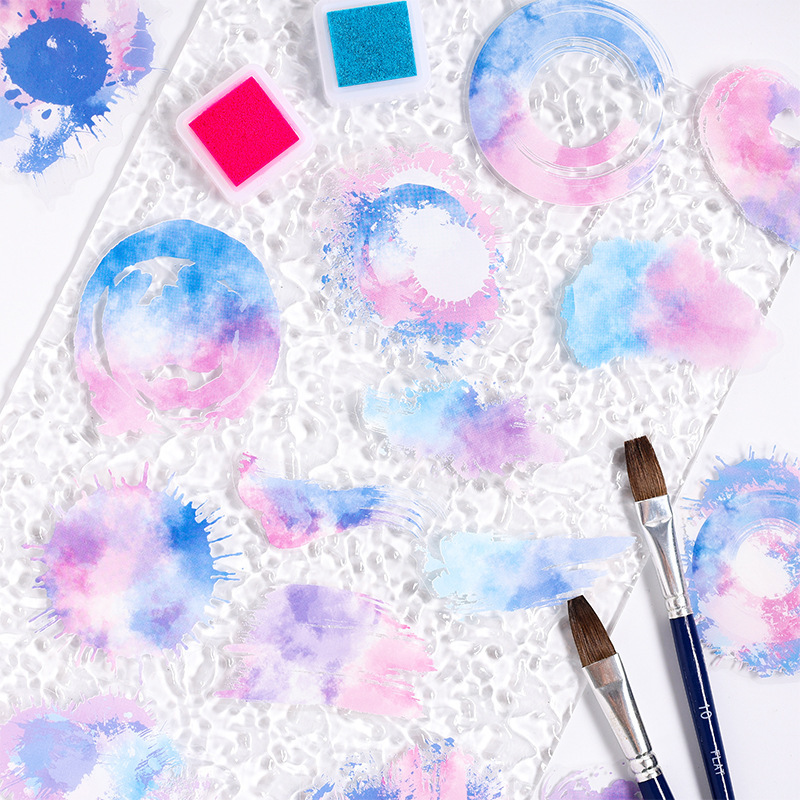 Colorido sueño transparente pegatinas impermeables para mascotas bolsas diy diario de mano pegatinas paisajísticas pegatinas de tinta