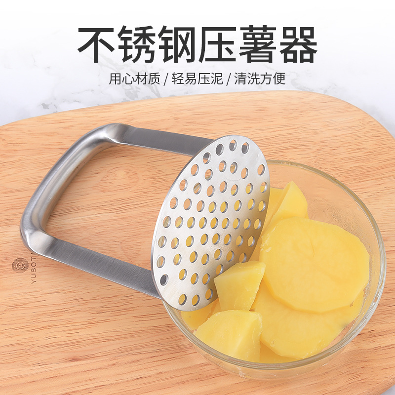 Prensa manual de acero inoxidable para puré de papas, herramienta doméstica resistente, venta al por mayor