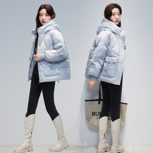 2023年新款羽絨服女小個子短款韓版寬松立領面包服白鴨絨冬季外套