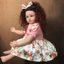 海外畅销仿真婴儿玩偶重生女孩娃娃玩具 布身体长发公主玩偶60cm