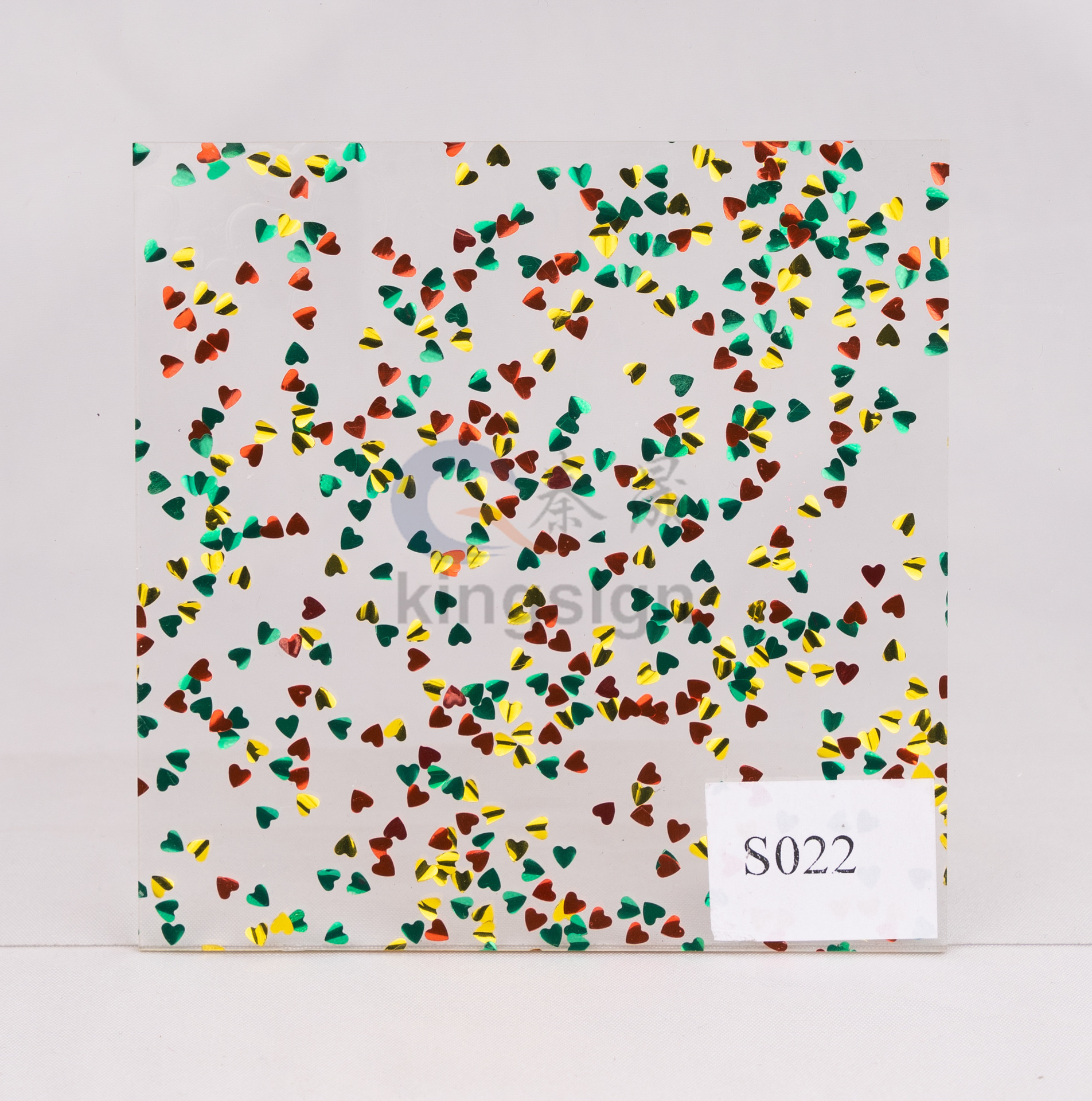 上海秦晟亚克力花纹饰品板 葱粉不规则系列 PMMA装饰 闪粉亮晶压