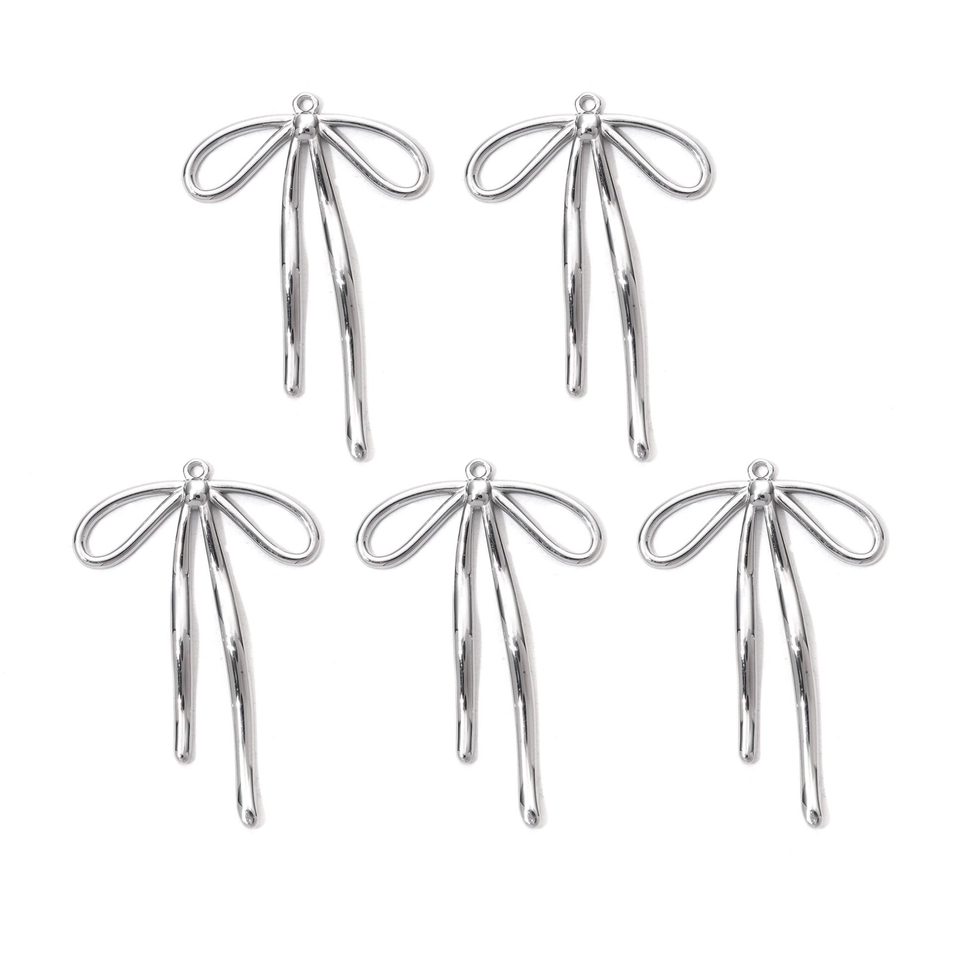 Plating Design 5 PCS/Package 304 Stainless Steel Bow Knot Pendant