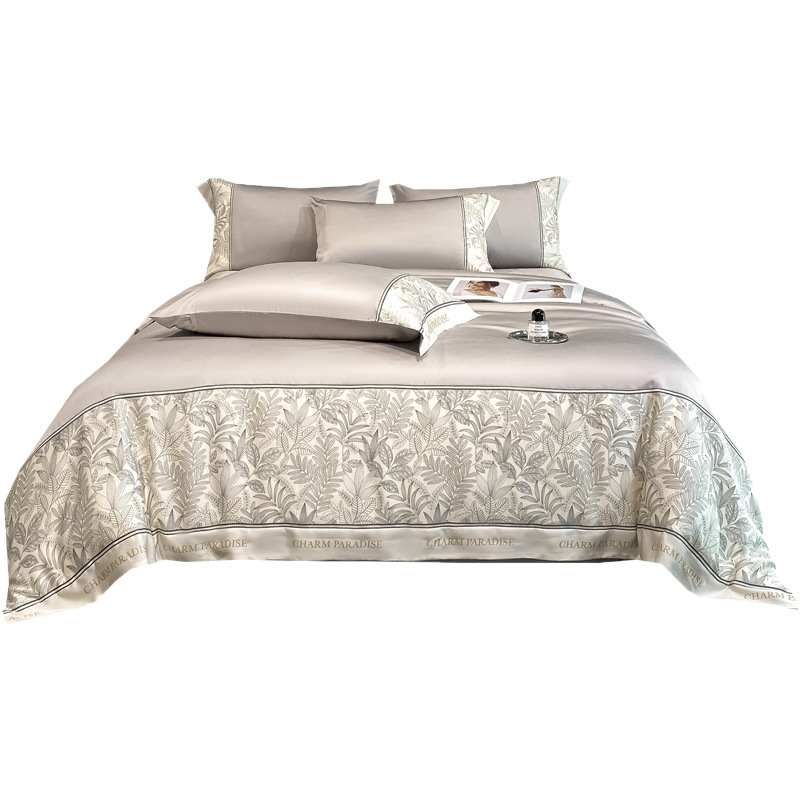 Parure de lit en coton lavé avec housse de couette et draps_voghion.com