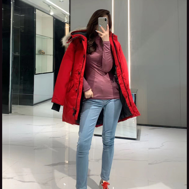 Cross-Border Rosclair05 Women's Big Goose Same Style Tuxedo down Jacket Canadian Winter Parka with Large Buttons