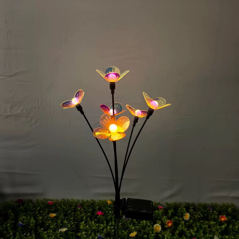 新しいソーラーホワイトボールフラワーライト LED 中庭装飾 6 ヘッドスイングライト庭の芝生中庭風景ライト|undefined