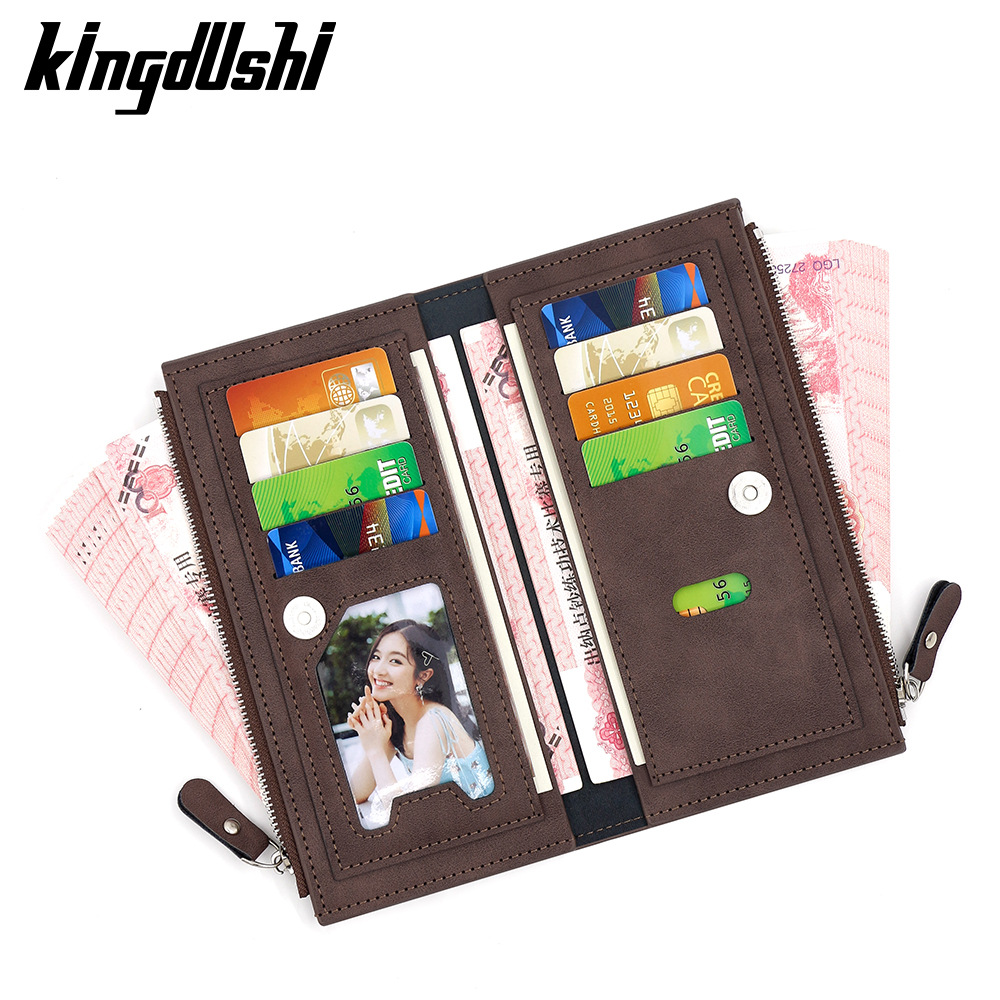 Coreano remache elemento de bolso largo para hombres con bisagra cremallera lateral bolso de mano bolso de tarjeta múltiple bolso de hebilla magnética