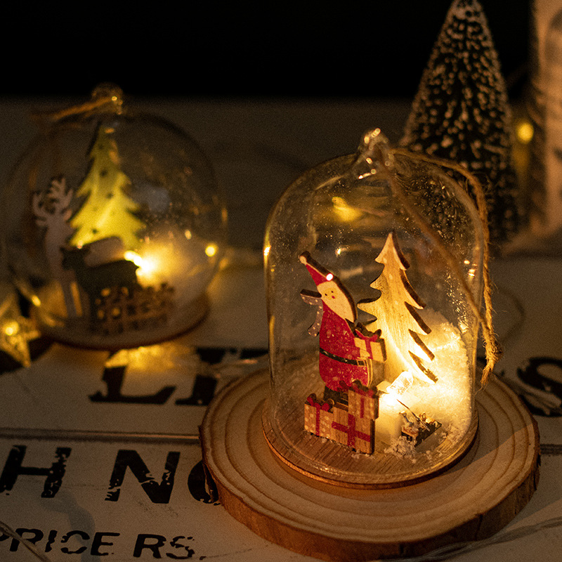 Nuevos productos transfronterizos de vidrio luminoso lámpara de noche cuerda de cáñamo para los ancianos regalos de escritorio decoración de colgante de micro paisaje