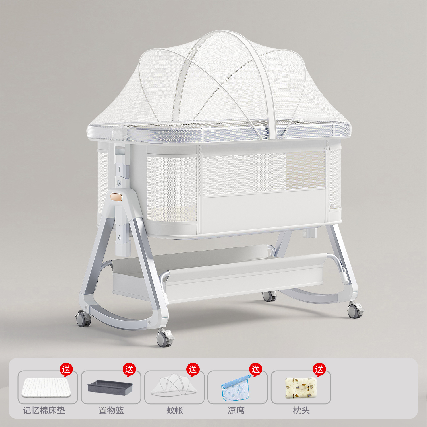 Cama de aleación de aluminio móvil portátil cuna cama plegable multifuncional bb cama recién nacida cama de empalme