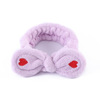 Colored headband with bow for face washing, yoga clothing, scarf, hair accessory, with embroidery, wholesale