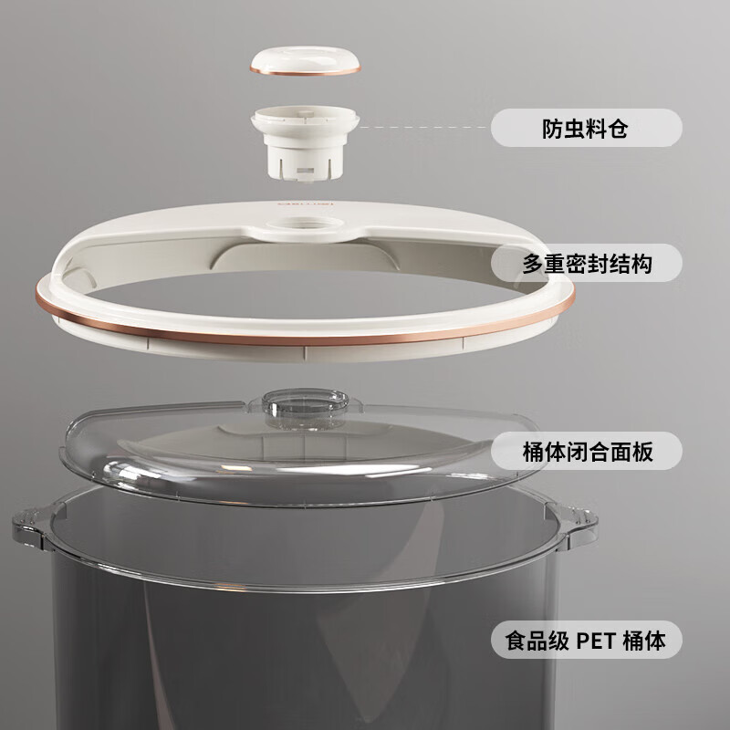 Cubo de arroz tipo empuje a prueba de insectos a prueba de humedad sellado 20kg caja de olla de arroz harina de arroz Medición de almacenamiento granos gruesos Cubo de arroz de plástico