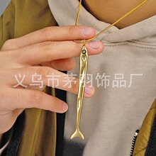 跨境Sardine Fish Pendant Necklace鱼爱好者礼物创意母亲节礼物