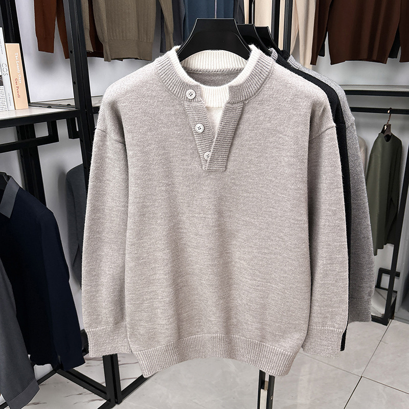 Cross-Border Autumn and Winter American Lazy Style Men's Knitted Sweater Trendy Men's Casual Designer Loose Internet Celebrity Temperament Handsome