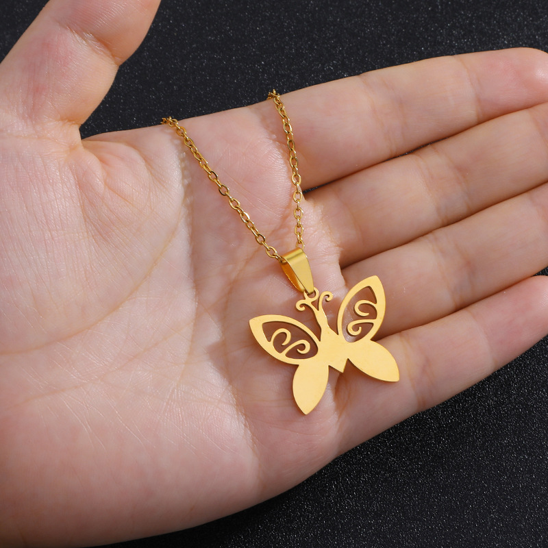 Mode Papillon Acier Inoxydable Placage Aucun Plaqué Or 18K Femmes Collier display picture 3