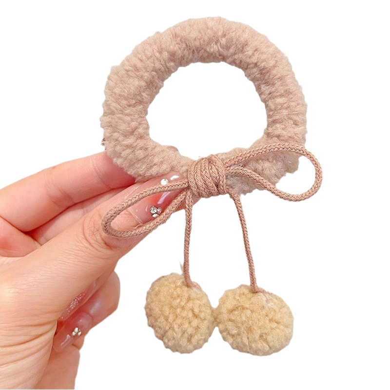 Banda de pelo de felpa cuerda de pelo de cola de caballo Otoño e Invierno cuerda de pelo para niños banda de goma para bebés no duele el cabello Tocado lindo para niñas accesorios para el cabello alto