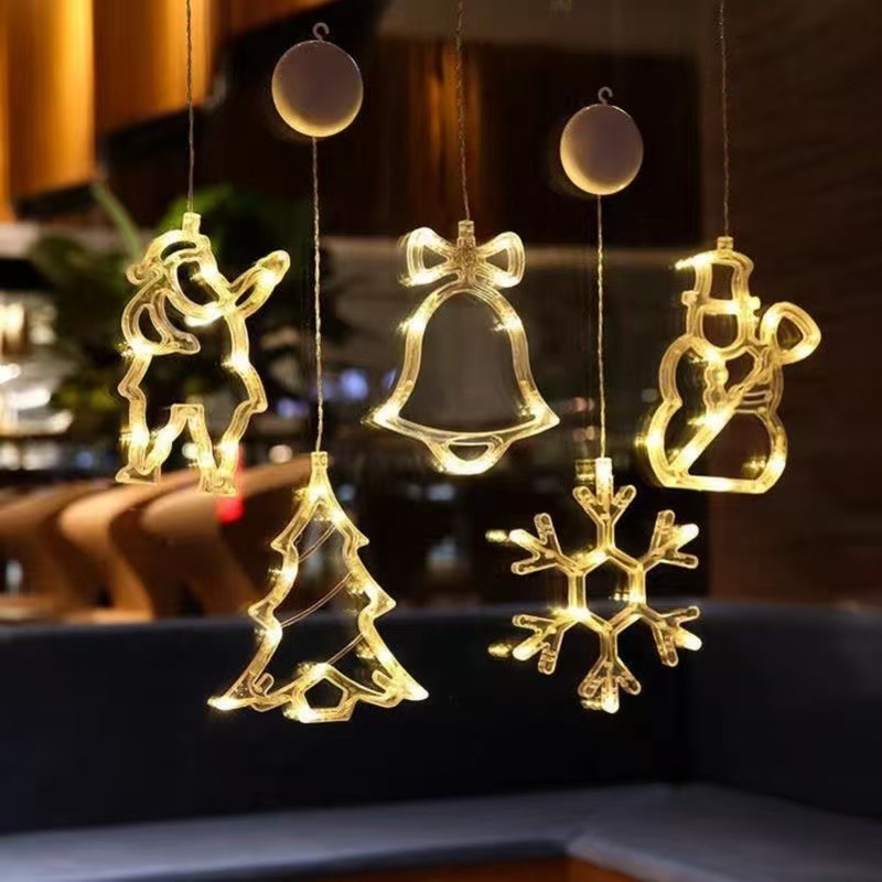圣诞树节日装饰彩灯LED圣诞装饰灯圣诞老人雪人造型橱窗吸盘灯|undefined