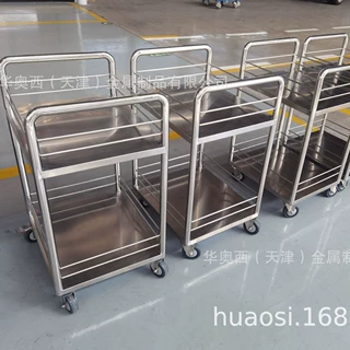 天津生产不锈钢双层手推车  专业生产厂家-华奥西