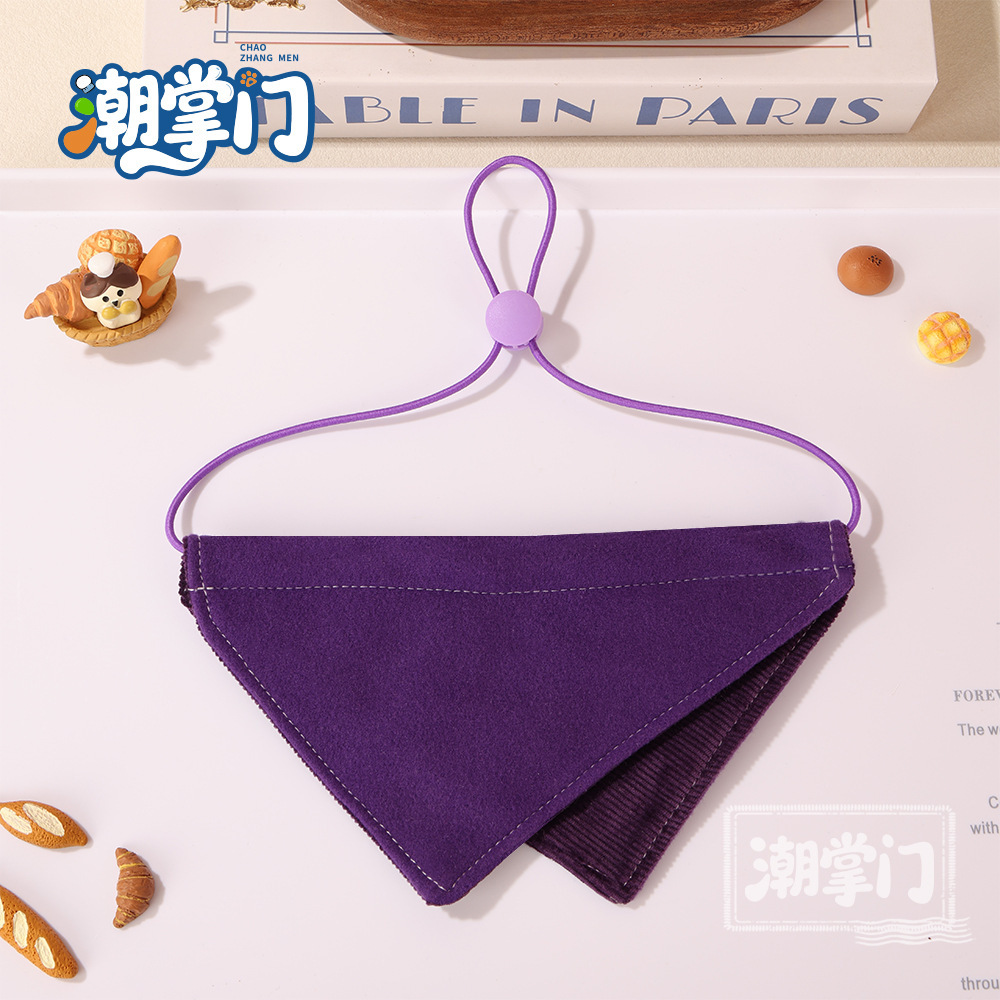 118 suede triangle scarf-bright purple / S size: suitable for neck circumference 17cm-27cm