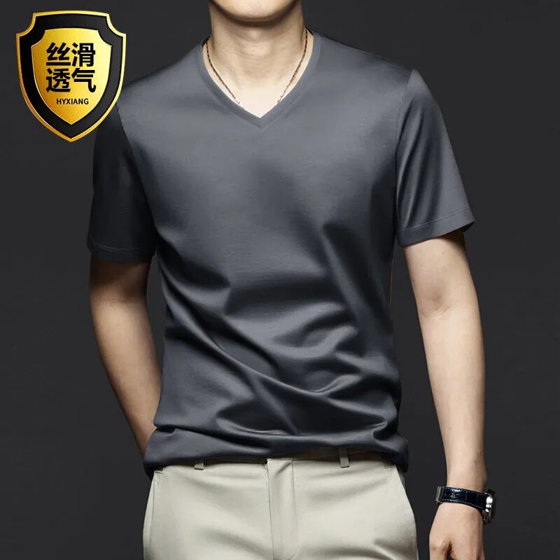 Modal Cotton V-Neck Short-Sleeved T-Shirt for Men 2026 Summer New Style Ice Silk Quick-Drying Bottoming Half-Sleeved Breathable Cool Top Modal Cotton V-Neck Short-Sleeved T-Shirt for Men 2026 Summer New Style Ice Silk Quick-Drying Bottoming Half-Sleeved Breathable Cool Top