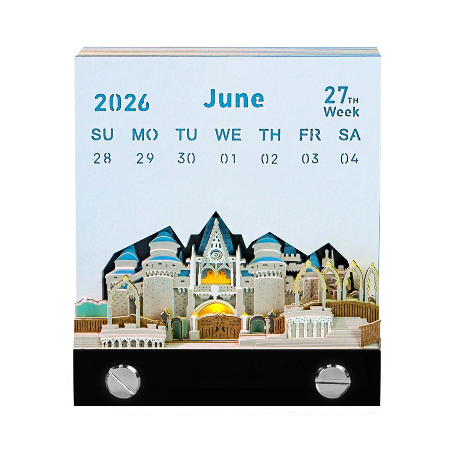 3D Castle Desk Calendar, Custom Creative Gift, 2026 Weekly Options with Lighted Covers