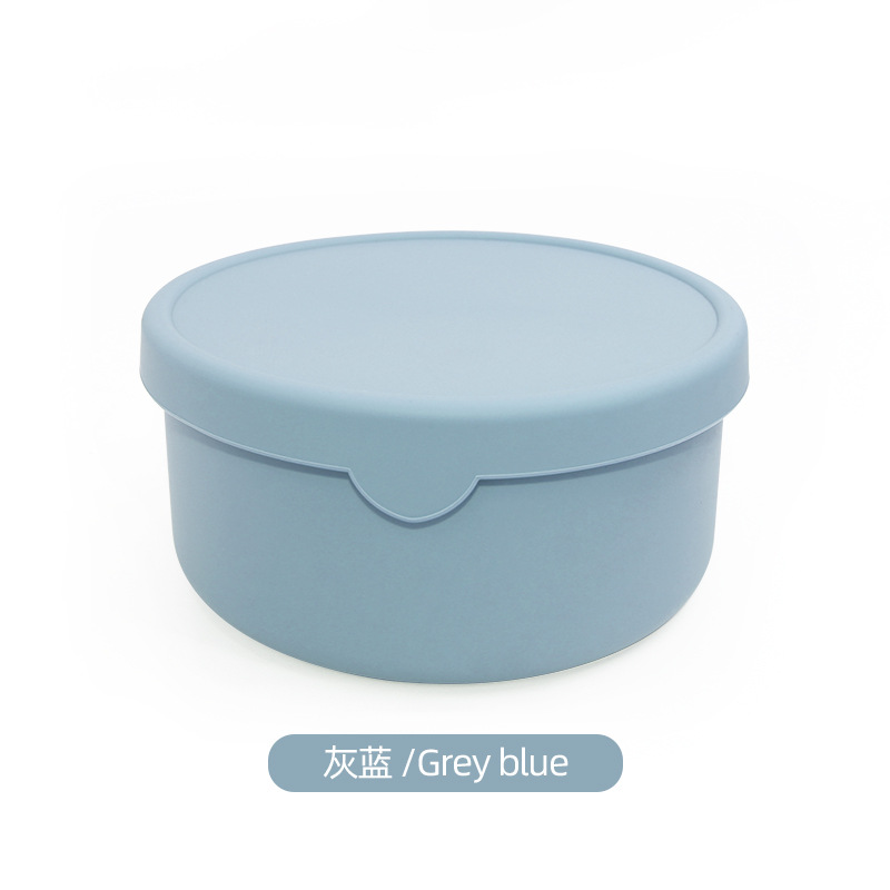 Caja de silicona redonda sellada aislamiento térmico caja de almuerzo calentamiento por microondas con cubierta