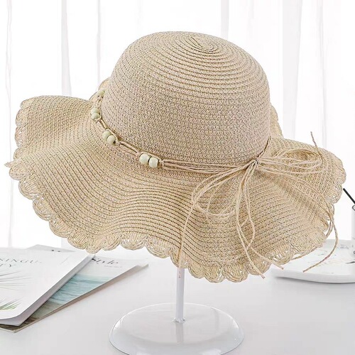Sun Hat for Women, Summer Straw Hat with Wide Brim, Vacation Beach Sand Fishing Hat, Wave Edge Sun Hat, Fashionable