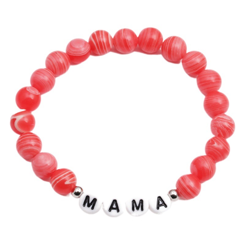 MAMA pulsera de cuentas Día DE LA Madre pulsera para las mujeres Pulsera de cuentas roja de sandía transfronteriza simple europea y americana