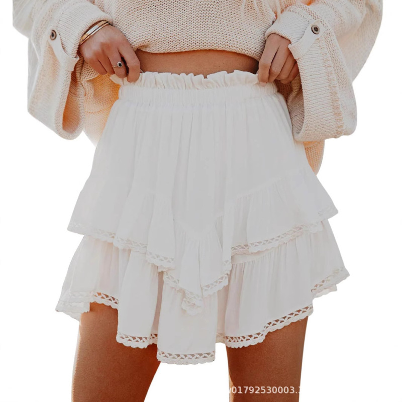 Women's Casual Flowy Shorts, Bohemian Style Ruffled Layered Skirt, High-Waisted Mini Skirt, Golf Tennis
