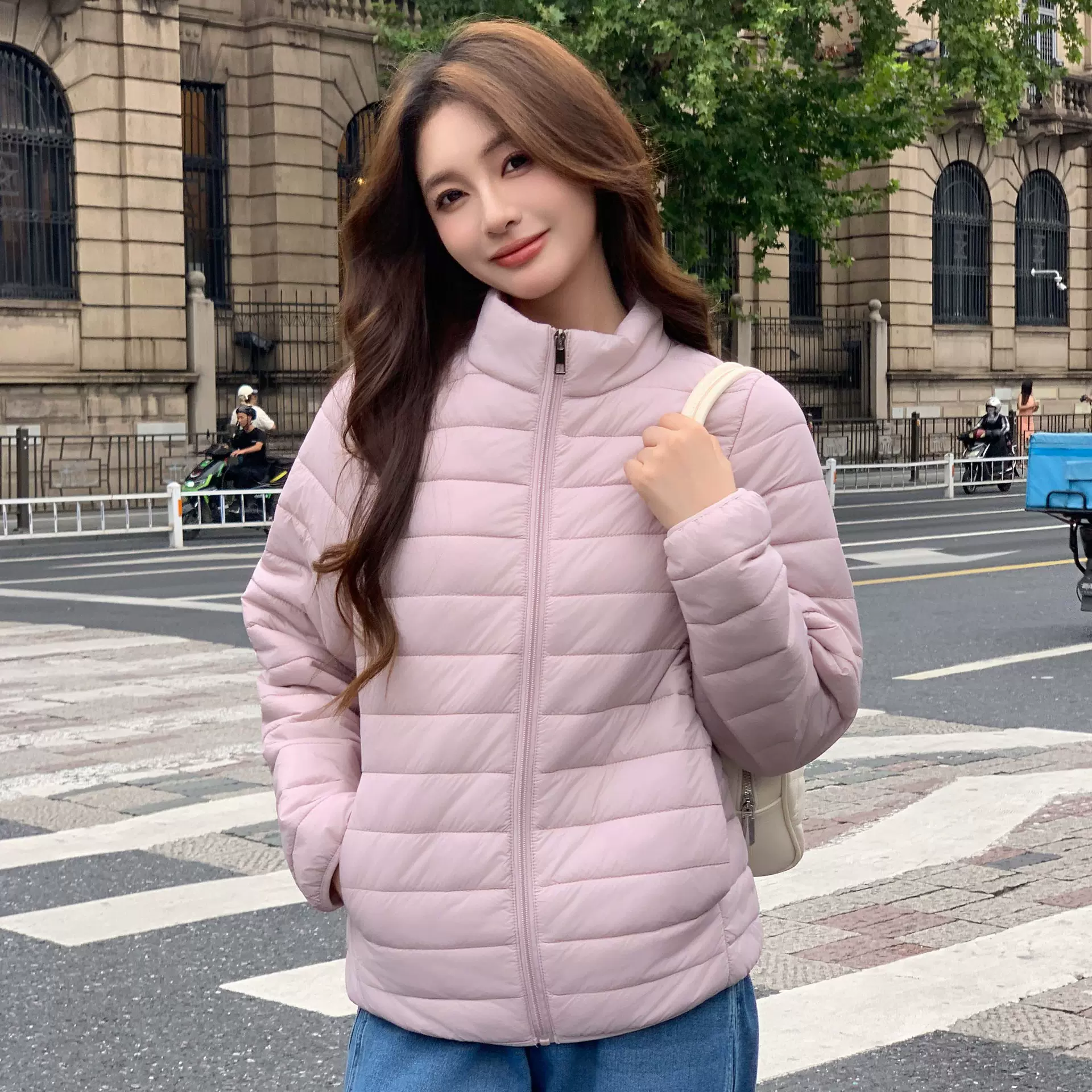 K1503立领短款棉服秋冬新款女轻薄修身休闲外套通勤居家简约棉衣