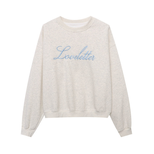 3th Morning Relaxed Minimalist Design Color-blocked Embroidered Letter Crew Neck Sweatshirt ZY2104