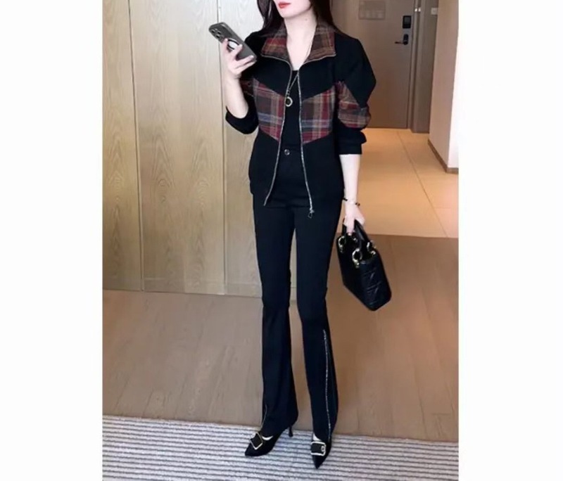 秋冬新款水洗牛仔外套女洋气格子休闲百搭夹克加绒保暖短外套上衣|undefined