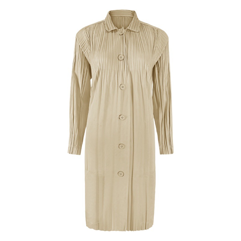 Cortavientos de color sólido para mujer, versión coreana de longitud media, primavera y otoño, tres casas 2025, costura de primavera, gabardina impermeable suelta, hebilla única para mujer