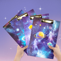 創意A4加厚款星球文件夾學生資料收納木質書卷星空板夾學生小禮品