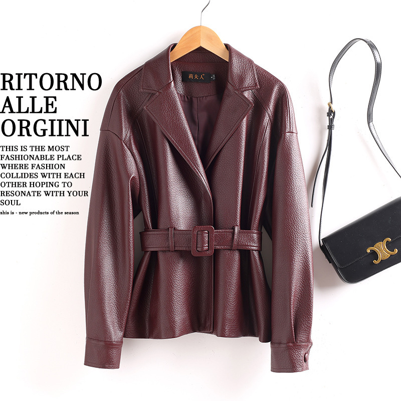 Imported Sheepskin Short Jacket Similar to Song Jia's Style, Women's 2025 Spring New Model, Waist-Cinching, Slimming, Genuine Leather Jacket