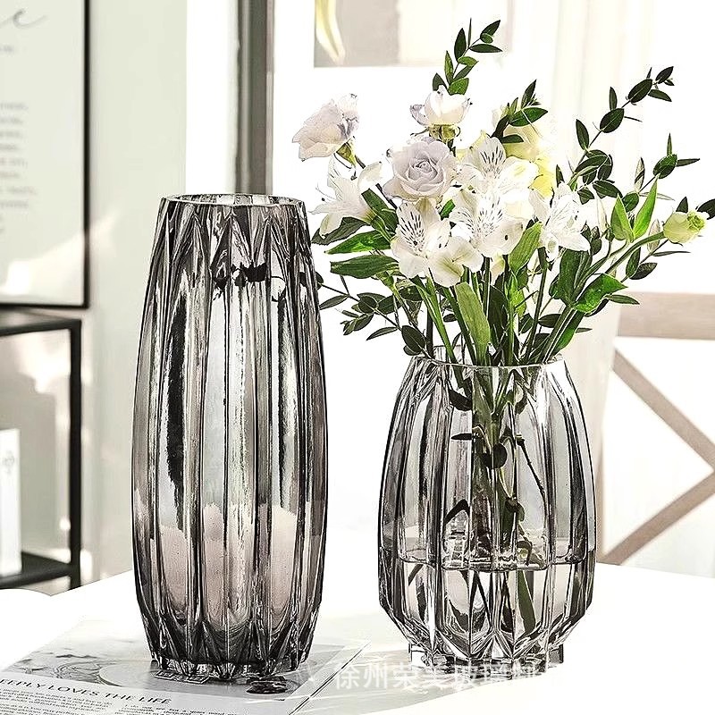 Wholesale simple Nordic light luxury glass vase transparent living room flower arrangement water flowers desktop decoration flower ornaments