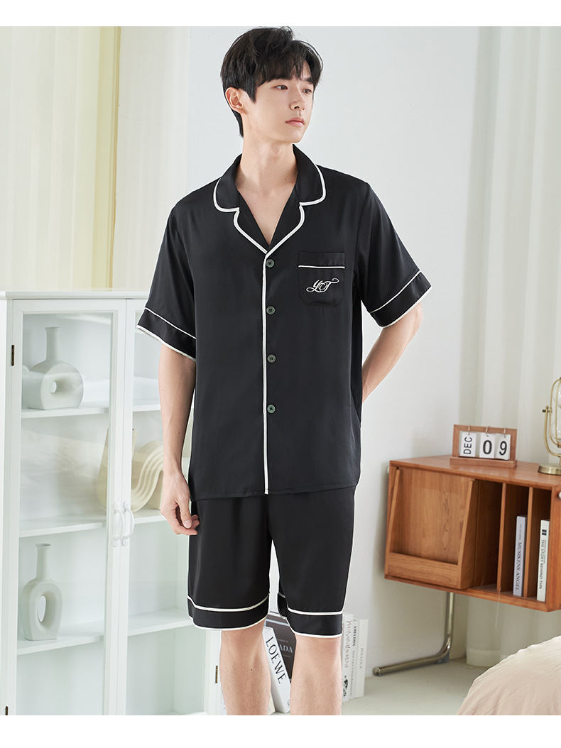 short-sleeved shorts satin chiffon pajama set NSJO53376