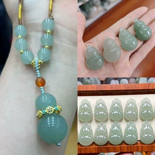 天然东陵玉葫芦吊坠晴水色浅东陵玉福禄锁骨链女款葫芦玉石毛衣链