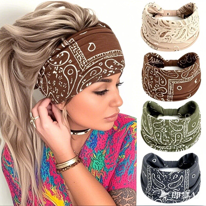 European and American Bohemian Headband Amazon Printed Sports Wide-Brimmed Headband Turban Tie-Dye Streamer Elegant and Versatile European and American Bohemian Headband Amazon Printed Sports Wide-Brimmed Headband Turban Tie-Dye Streamer Elegant and Versatile